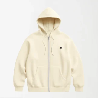 Unisex Off-White Fleece Hoodie with Zipper