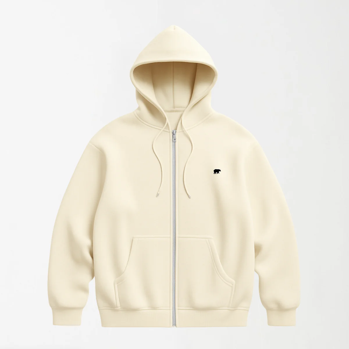 Unisex Off-White Fleece Hoodie with Zipper Unisex Off-White Fleece Hoodie with Zipper