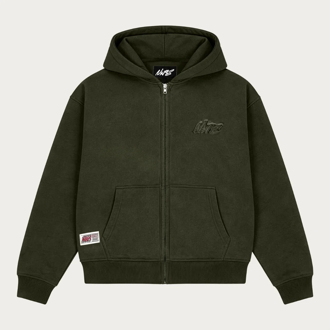 DARK OLIVE BASIC ZIP HOODIE DARK OLIVE BASIC ZIP HOODIE
